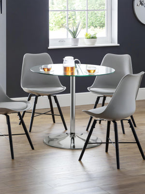 Kudos Chrome & Glass Pedestal Table