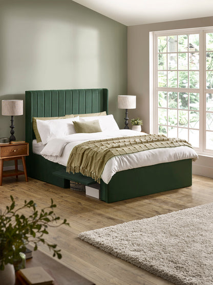 Leila Bottle Green Dual Storage Door 135cm Double Bed