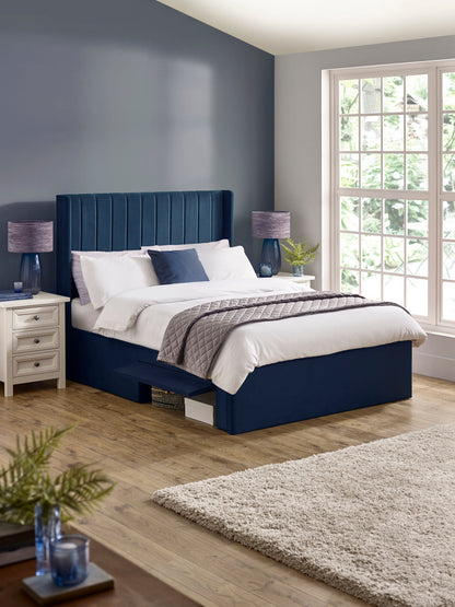 Leila Royal Blue Dual Storage Door 135cm Double Bed