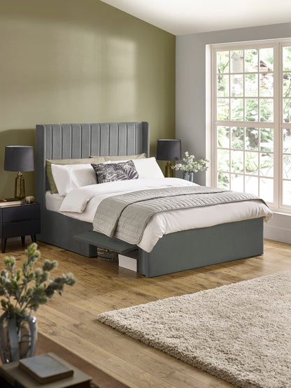 Leila Steel Grey Dual Storage Door 135cm Double Bed