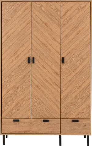 Leon 3 Door 2 Drawer Wardrobe - MEDIUM OAK EFFECT
