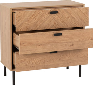 Leon 3 Drawer Chest - MEDIUM OAK EFFECT