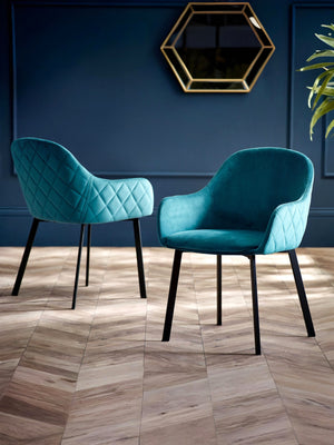 Lima Dining Chairs (Set of 2) - Teal Velvet