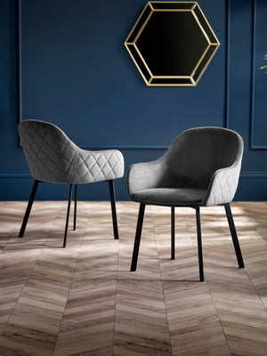 Lima Dining Chairs (Set of 2) - Grey Velvet
