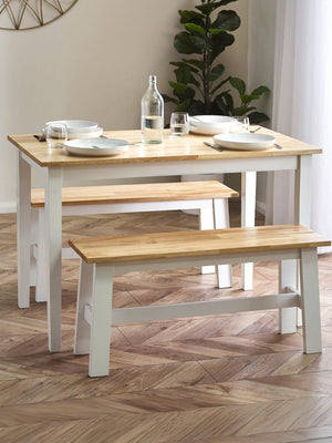Linwood White and Natural 114cm Small Rectangular Dining Table