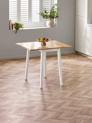 Linwood White and Oak 75 x 90cm Drop Leaf Extending Dining Table