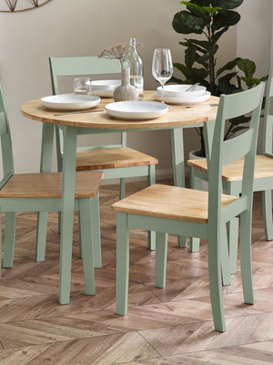 Linwood Sage Green and Natural 55-90cm Round Drop Leaf Table