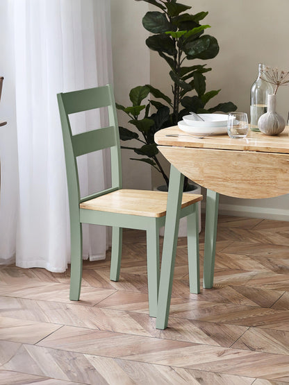 Linwood Set of 2 Sage Green and Natural Dining Chairs