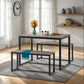 Lincoln 1+2 Dining Bench Set - Stone Effect/Black