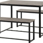 Lincoln 1+2 Dining Bench Set - Stone Effect/Black