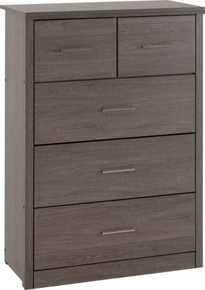 Lisbon 3+2 Drawer Chest - BLACK WOOD GRAIN