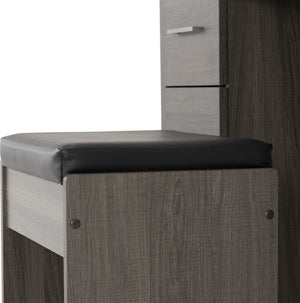 Lisbon 3 Piece Dressing Table Set with Mirror - BLACK WOOD GRAIN/BLACK PU