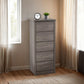 Lisbon 5 Drawer Narrow Chest - Black Wood Grain