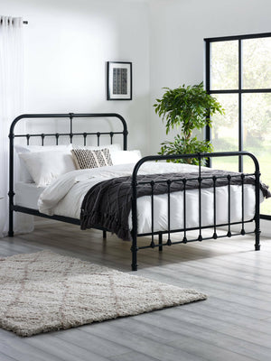 Logan 120cm Small Double Black Metal Bed