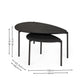 Lorette Black Ash Effect Teardrop Nest of 2 Coffee Tables