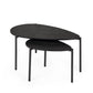 Lorette Black Ash Effect Teardrop Nest of 2 Coffee Tables