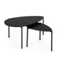 Lorette Black Ash Effect Teardrop Nest of 2 Coffee Tables
