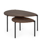 Lorette Walnut Effect Teardrop Nest of 2 Coffee Tables