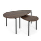 Lorette Walnut Effect Teardrop Nest of 2 Coffee Tables