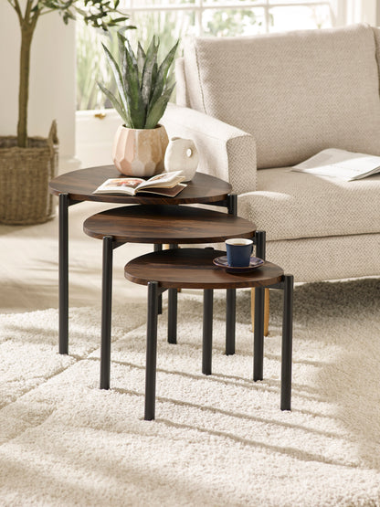 Lorette Walnut Effect Teardrop Nest of 3 Side Tables