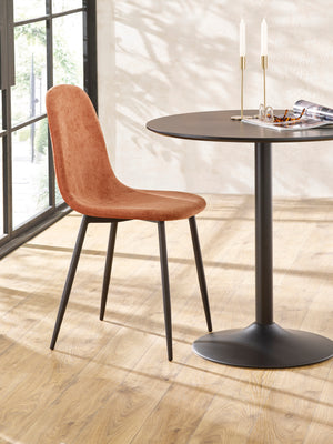 Set of 4 Lottie Orange Chenille Upholstered Dining Chairs