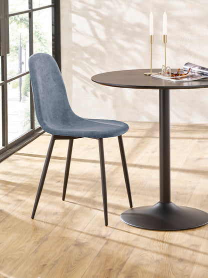Set of 4 Lottie Denim Blue Chenille Upholstered Dining Chairs