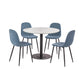 Set of 4 Lottie Denim Blue Chenille Upholstered Dining Chairs