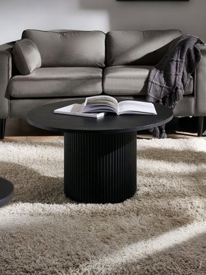 Louis Fluted Round Coffee Table - Black