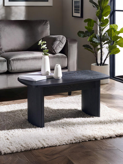 Louis Fluted Compact Coffee Table - Black
