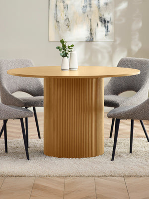 Louis Light Oak Fluted 120cm Round Dining Table