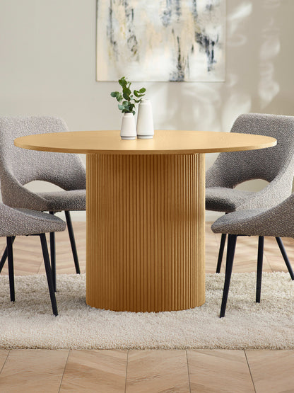 Louis Light Oak Fluted 120cm Round Dining Table