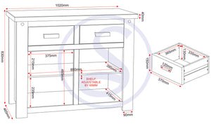 Tortilla 2 Door 2 Drawer Sideboard - DISTRESSED WAXED PINE