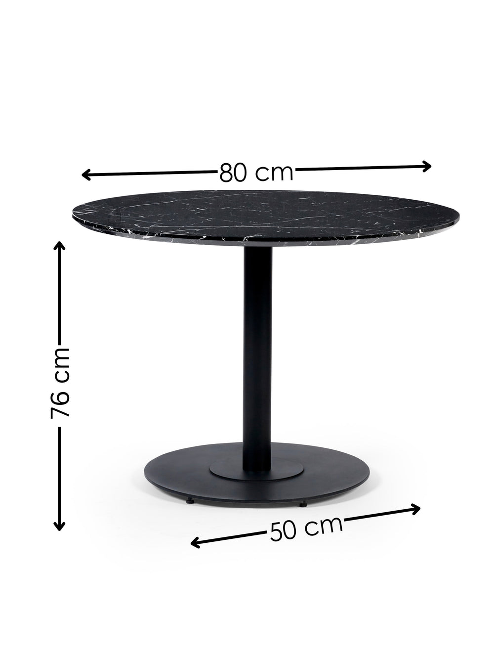 Luca 80cm Round Dining Table Black