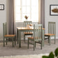 Ludlow 1+4 Dining Set - GREEN/OAK EFFECT