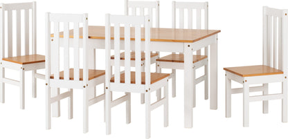 Ludlow 1+6 Dining Set - White/Oak Lacquer