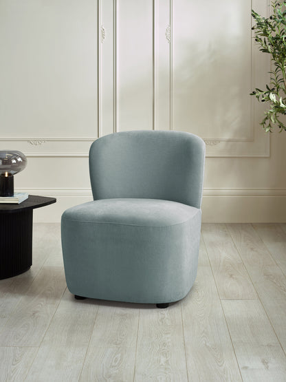 Lunetta Blue Chenille Armless Accent Chair