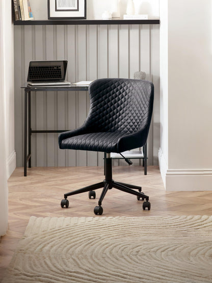 Luxe Office Chair In Black Faux Leather