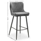 Luxe Velvet Bar Stool - Grey