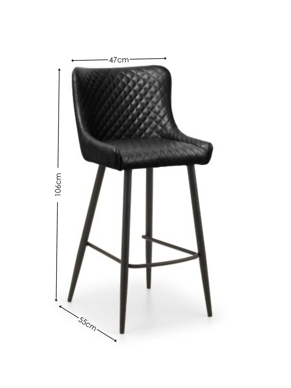 Luxe Faux Leather Barstool - Black