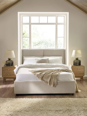 Maddock Beige Upholstered Ottoman Storage 135cm Double Bed