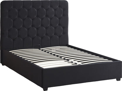 Madison Ottoman 4'6" Bed - BLACK VELVET FABRIC