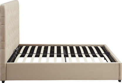 Madison Ottoman 5' Bed - FAWN VELVET FABRIC