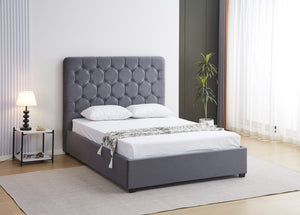 Madison Ottoman 4'6" Bed - Grey Velvet Fabric