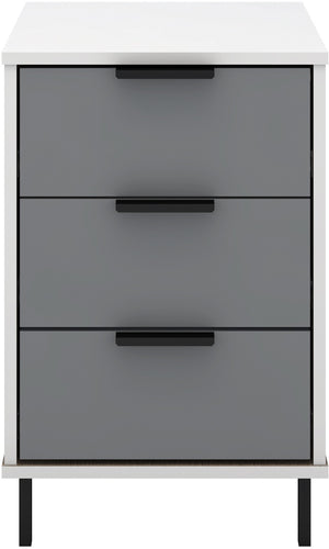 Madrid 3 Drawer Bedside - Grey/White Gloss