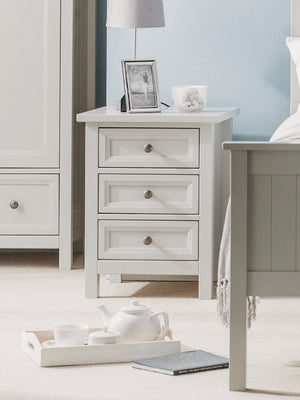 Maine 3 Drawer Bedside Table - Dove Grey