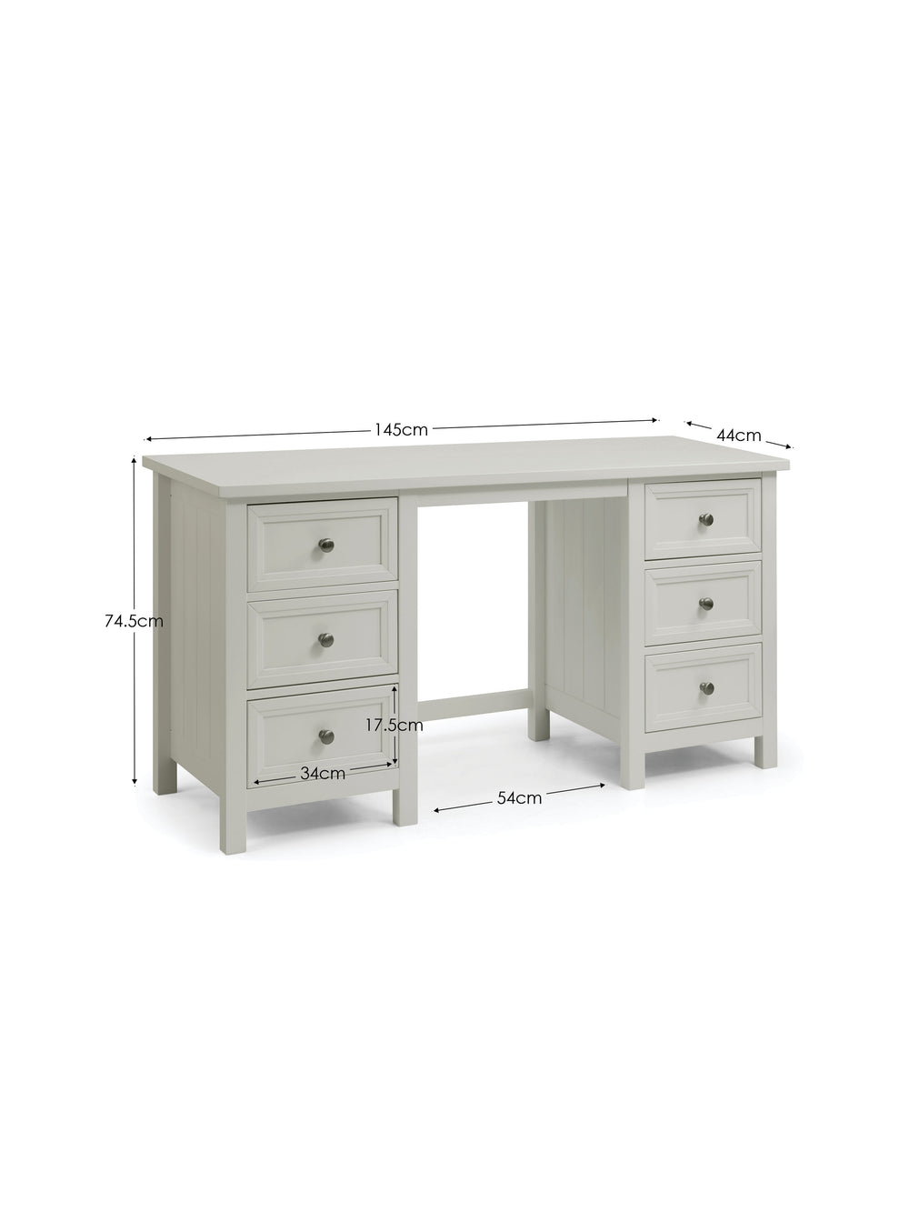 Maine 6 Drawer Dressing Table - Dove Grey