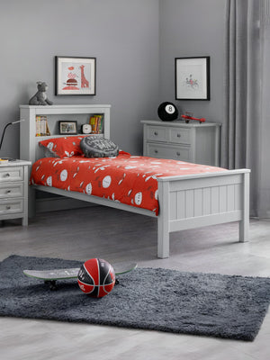 Maine Bookcase Bed Frame - Dove Grey, Single