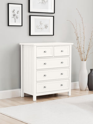Maine 5 Drawer Chest (3+2) - Surf White