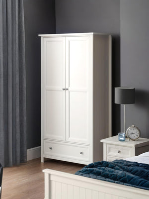 Maine 2 Door 1 Drawer Wardrobe - Surf White