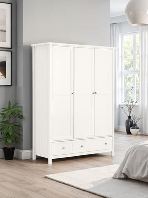 Maine 3 Door 2 Drawer Wardrobe - Surf White